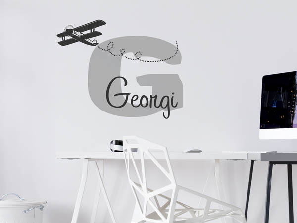 Wandtattoo Georgi mit Flugzeug