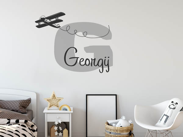 Wandtattoo Georgij mit Flugzeug