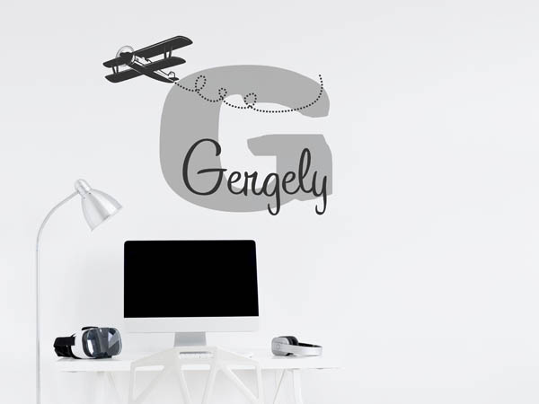 Wandtattoo Gergely mit Flugzeug