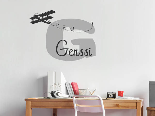 Wandtattoo Gerssi mit Flugzeug