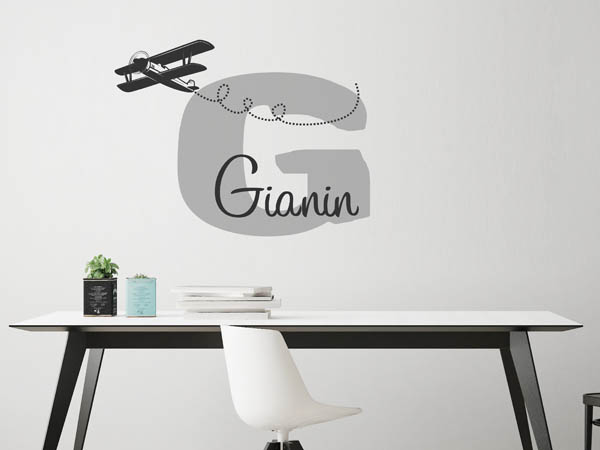Wandtattoo Gianin mit Flugzeug