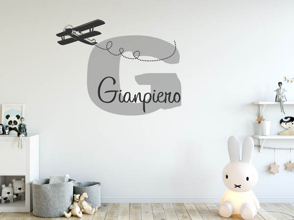 Wandtattoo Gianpiero mit Flugzeug