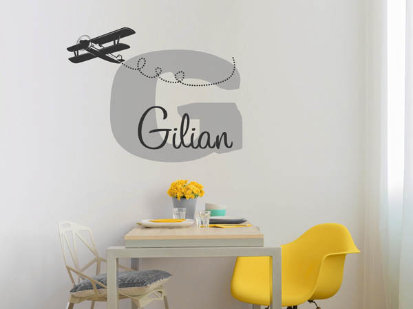 Wandtattoo Gilian mit Flugzeug