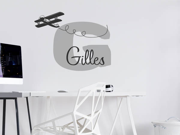 Wandtattoo Gilles mit Flugzeug