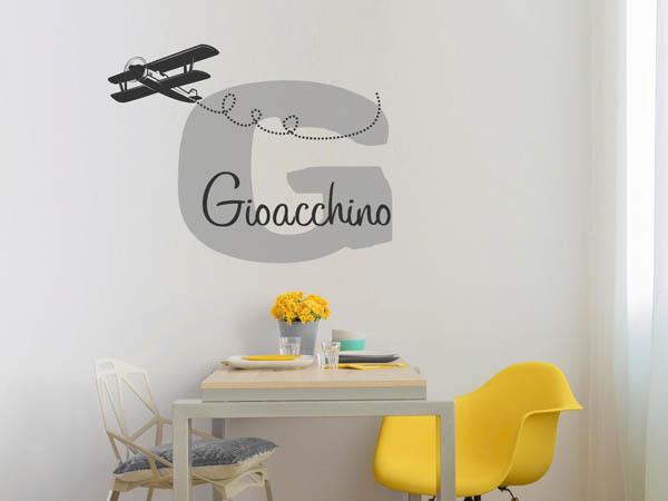 Wandtattoo Gioacchino mit Flugzeug