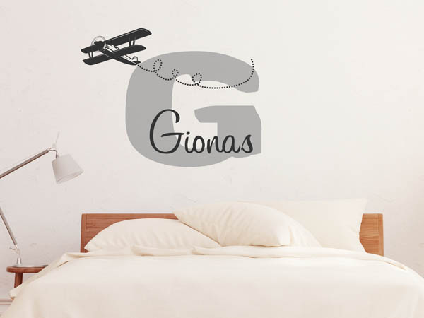 Wandtattoo Gionas mit Flugzeug