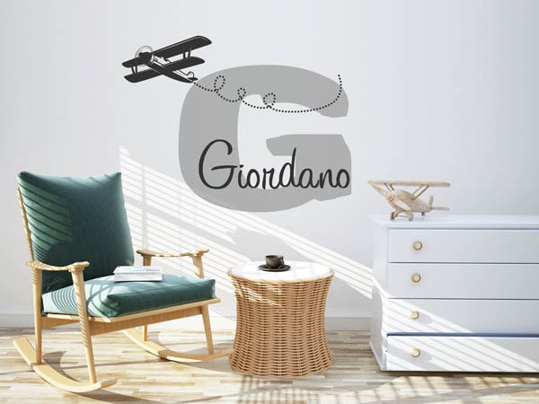Wandtattoo Giordano mit Flugzeug