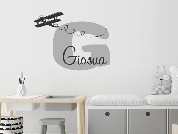 Wandtattoo Giosua mit Flugzeug
