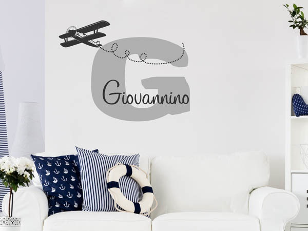 Wandtattoo Giovannino mit Flugzeug