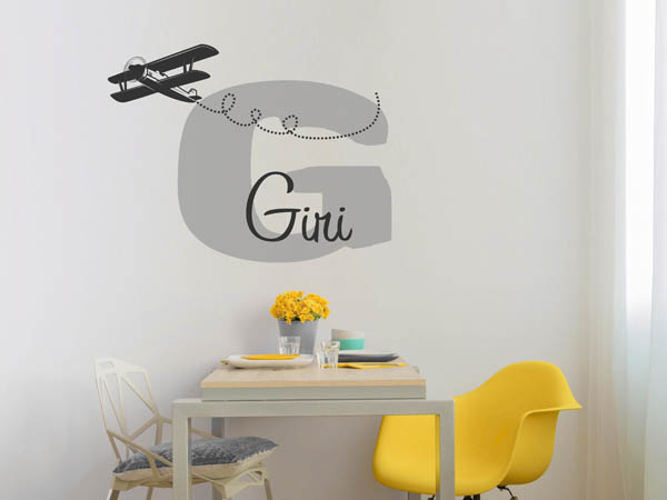 Wandtattoo Giri mit Flugzeug