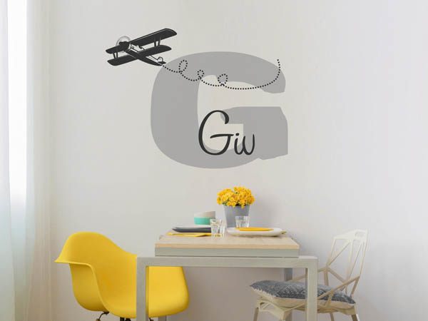 Wandtattoo Giv mit Flugzeug