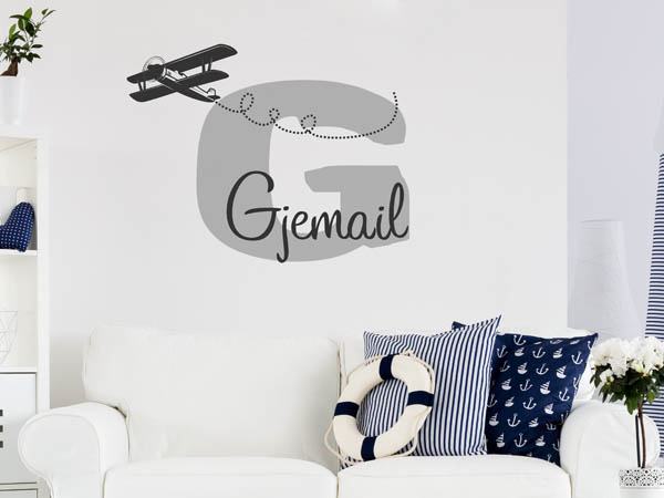 Wandtattoo Gjemail mit Flugzeug