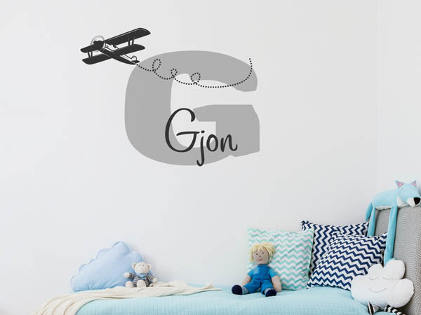 Wandtattoo Gjon mit Flugzeug