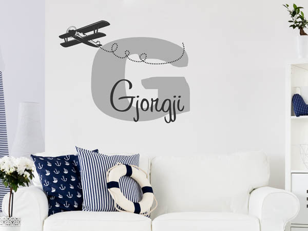 Wandtattoo Gjorgji mit Flugzeug