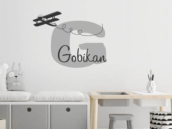 Wandtattoo Gobikan mit Flugzeug