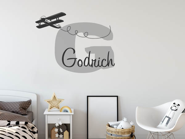 Wandtattoo Godrich mit Flugzeug