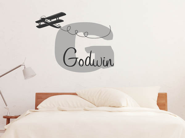 Wandtattoo Godwin mit Flugzeug