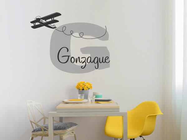 Wandtattoo Gonzague mit Flugzeug