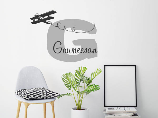 Wandtattoo Gowreesan mit Flugzeug