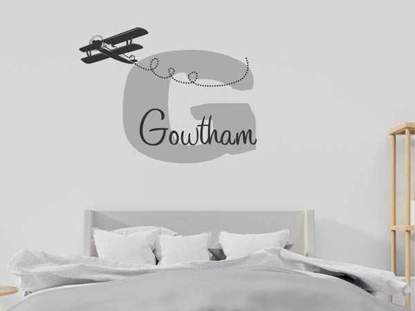 Wandtattoo Gowtham mit Flugzeug