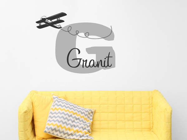Wandtattoo Granit mit Flugzeug