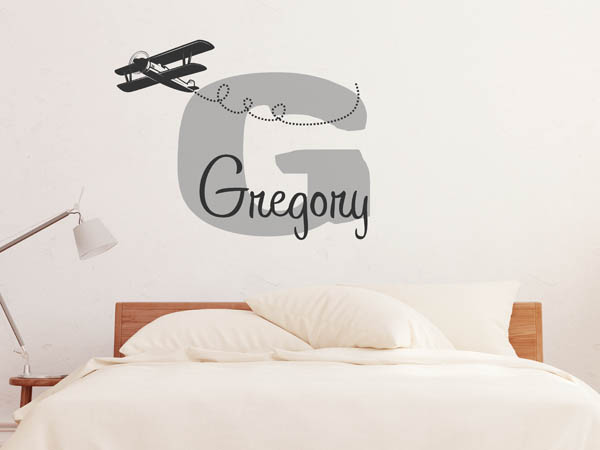 Wandtattoo Gregory mit Flugzeug