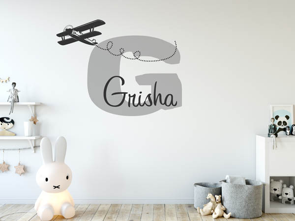 Wandtattoo Grisha mit Flugzeug