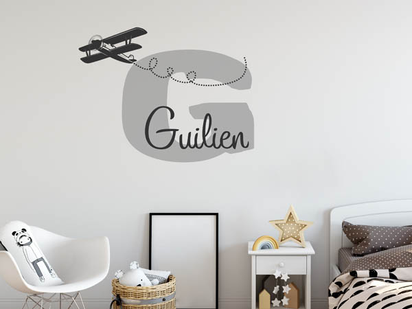 Wandtattoo Guilien mit Flugzeug
