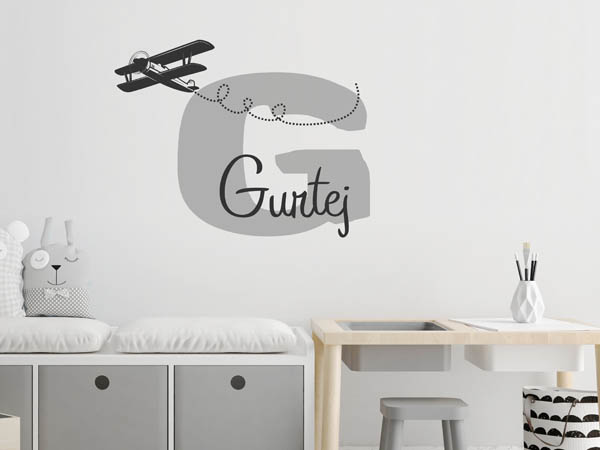 Wandtattoo Gurtej mit Flugzeug