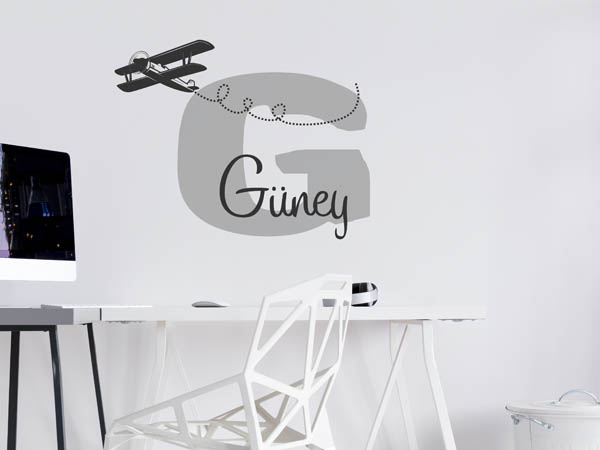 Wandtattoo Güney mit Flugzeug