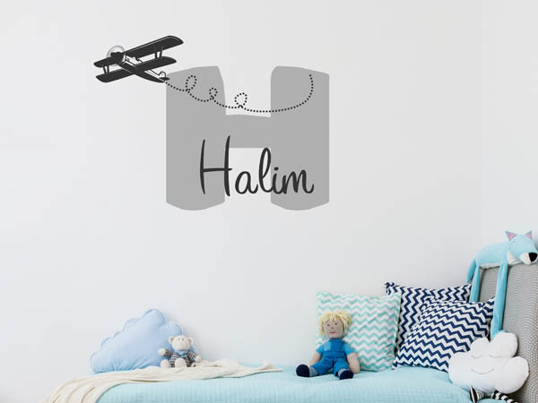 Wandtattoo Halim mit Flugzeug