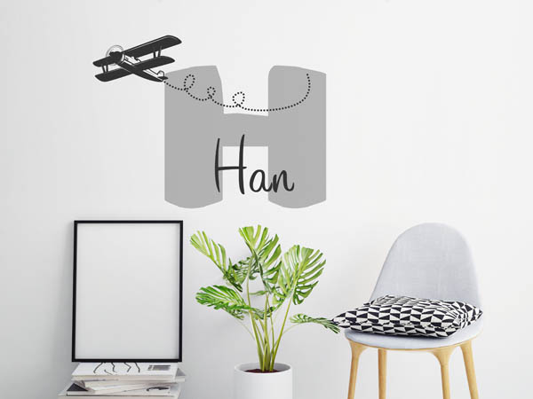 Wandtattoo Han mit Flugzeug