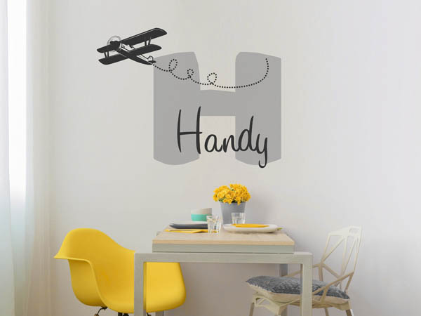Wandtattoo Handy mit Flugzeug