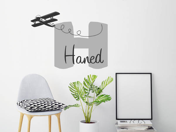 Wandtattoo Haned mit Flugzeug