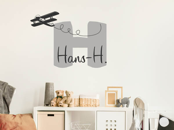 Wandtattoo Hans-H. mit Flugzeug