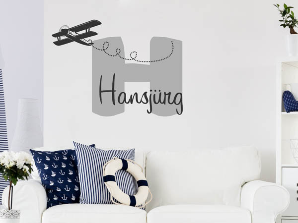 Wandtattoo Hansjürg mit Flugzeug