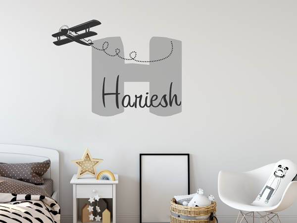 Wandtattoo Hariesh mit Flugzeug
