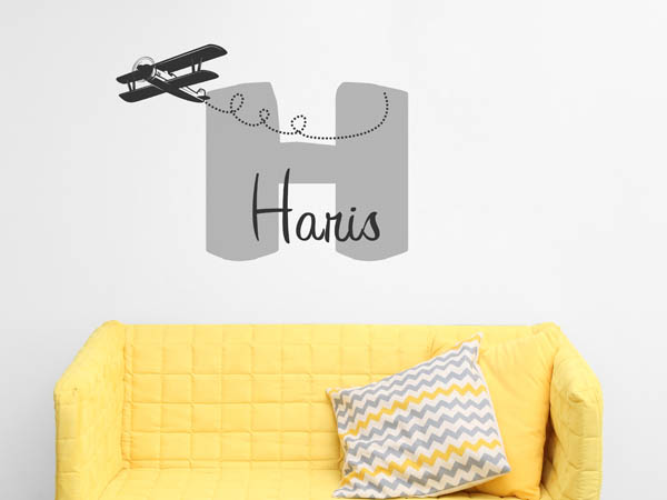 Wandtattoo Haris mit Flugzeug