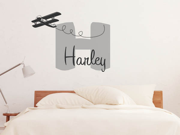 Wandtattoo Harley mit Flugzeug