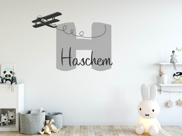 Wandtattoo Haschem mit Flugzeug