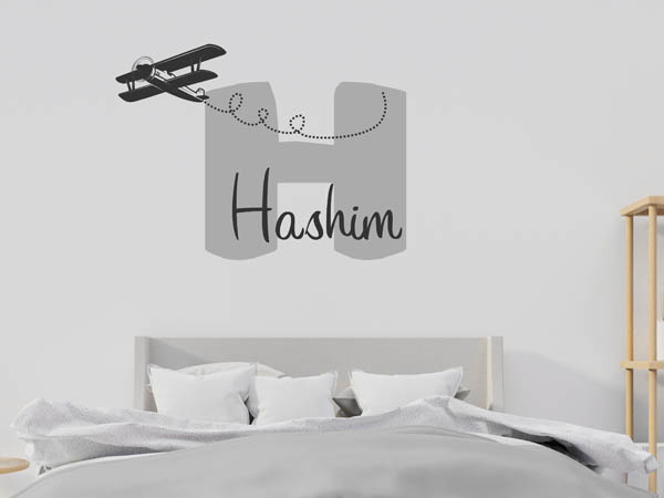 Wandtattoo Hashim mit Flugzeug