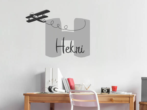 Wandtattoo Hekri mit Flugzeug