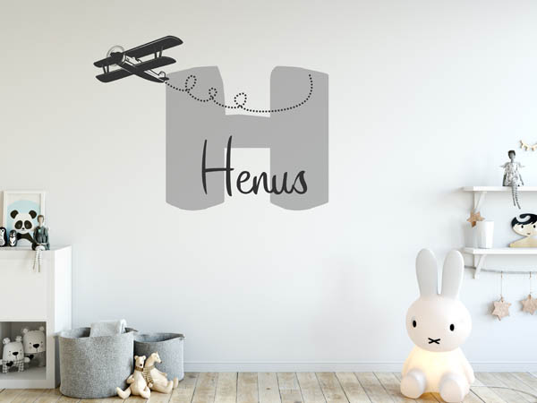 Wandtattoo Henus mit Flugzeug