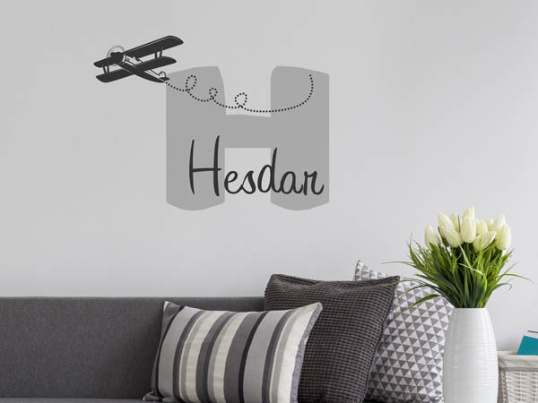 Wandtattoo Hesdar mit Flugzeug