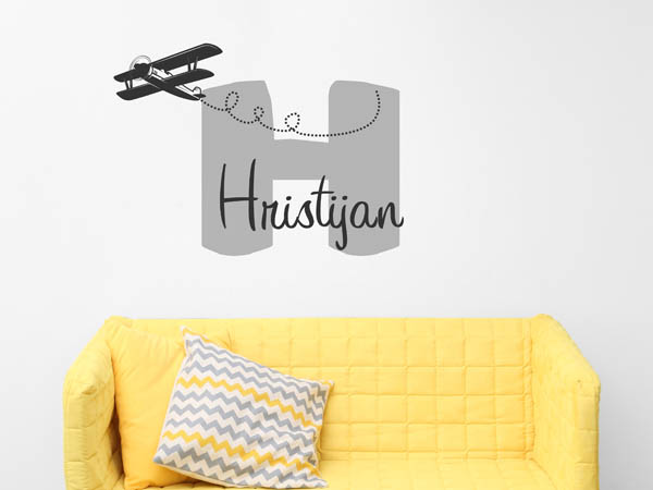Wandtattoo Hristijan mit Flugzeug