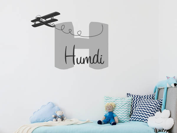 Wandtattoo Humdi mit Flugzeug
