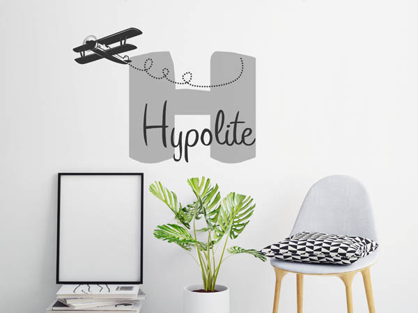 Wandtattoo Hypolite mit Flugzeug
