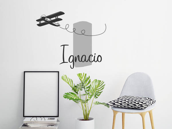 Wandtattoo Ignacio mit Flugzeug