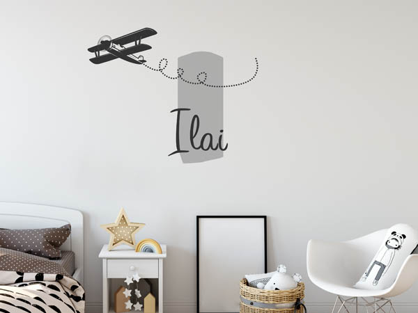 Wandtattoo Ilai mit Flugzeug