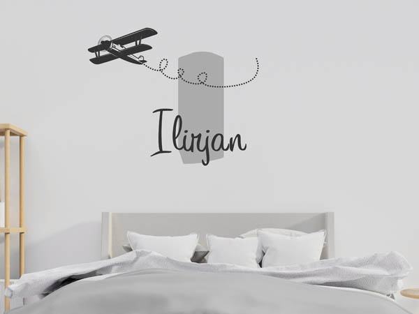 Wandtattoo Ilirjan mit Flugzeug